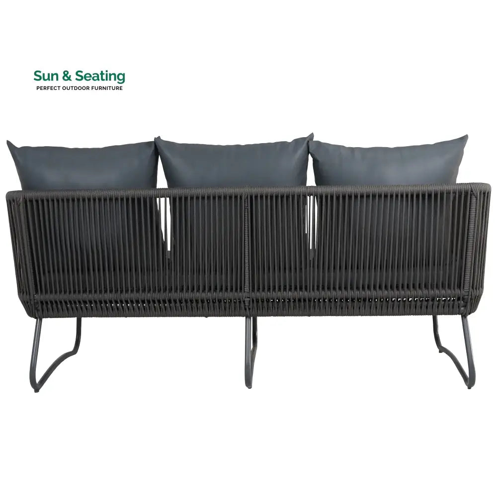Castolo Outdoor Garden Balcony Sofa Set 3 Seater 2 Single Seater 1 Ottoman and 1 Center Table Set Braid &amp; Rope (Grey)