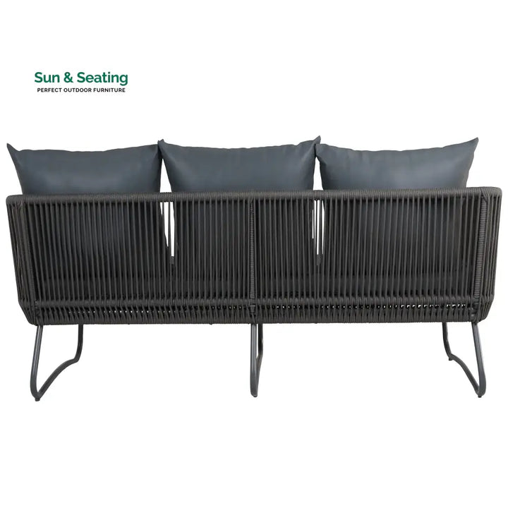 Castolo Outdoor Garden Balcony Sofa Set 3 Seater 2 Single Seater 1 Ottoman and 1 Center Table Set Braid &amp; Rope (Grey)