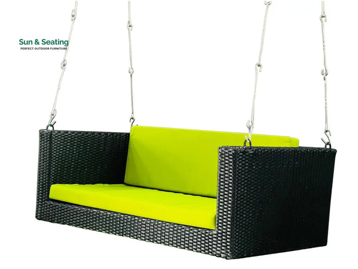 Castro Double Seater Hanging Swing Without Stand For Balcony Garden Swing (Black + Green) Swings