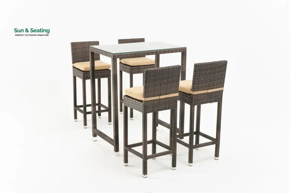 Cea Outdoor Patio Bar Sets 4 Chairs and 1 Table (Brown) Bar Sets