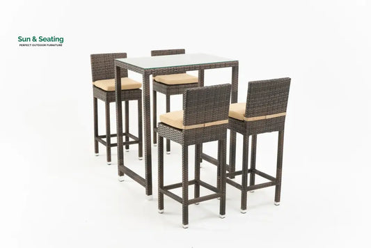 Cea Outdoor Patio Bar Sets 4 Chairs and 1 Table (Brown) Bar Sets