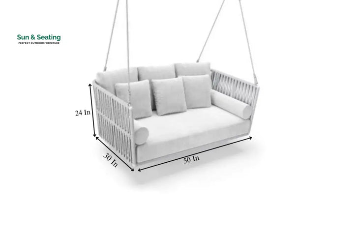 Celeste Double Seater Hanging Swing Without Stand For Balcony Garden Swing (Silver) Braided &amp; Rope Swings