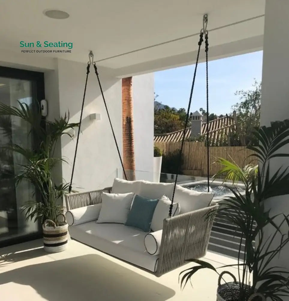 Celeste Double Seater Hanging Swing Without Stand For Balcony Garden Swing (Silver) Braided &amp; Rope Swings