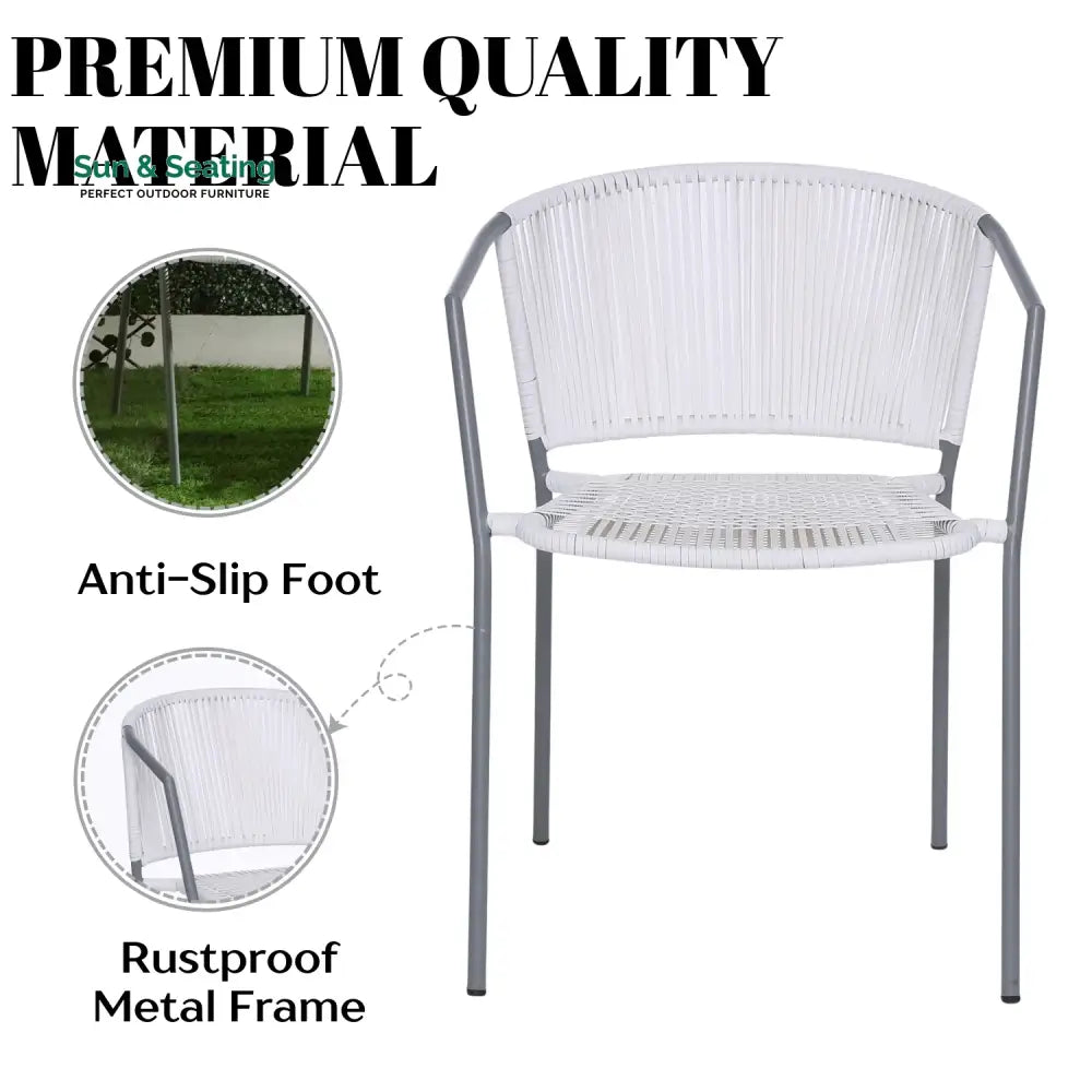 Celestia 3-Piece Outdoor White Rope Patio Set Patio Set