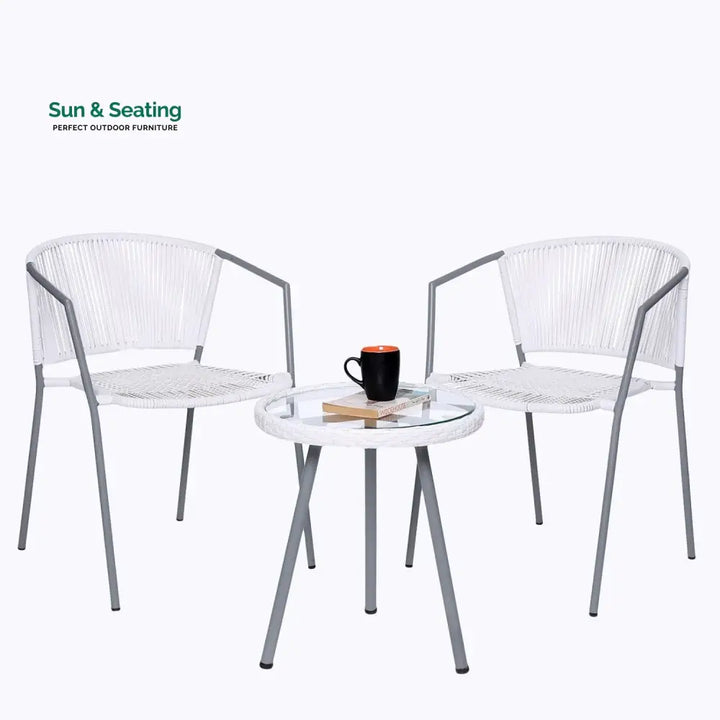 Celestia 3-Piece Outdoor White Rope Patio Set Patio Set