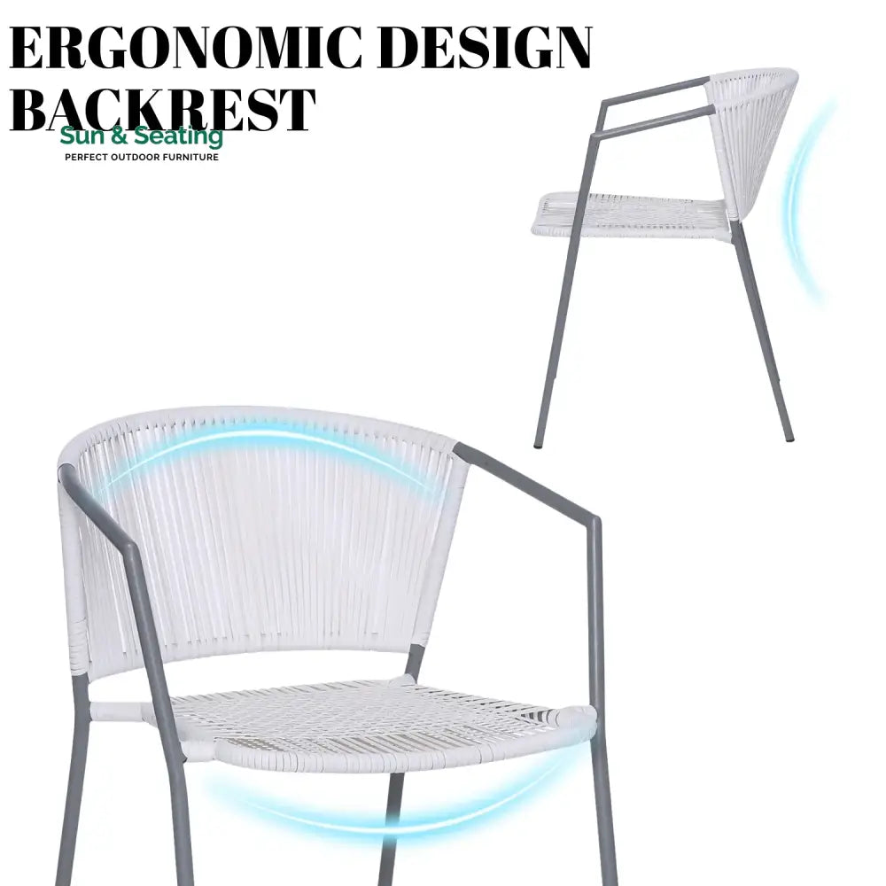 Celestia 3-Piece Outdoor White Rope Patio Set Patio Set