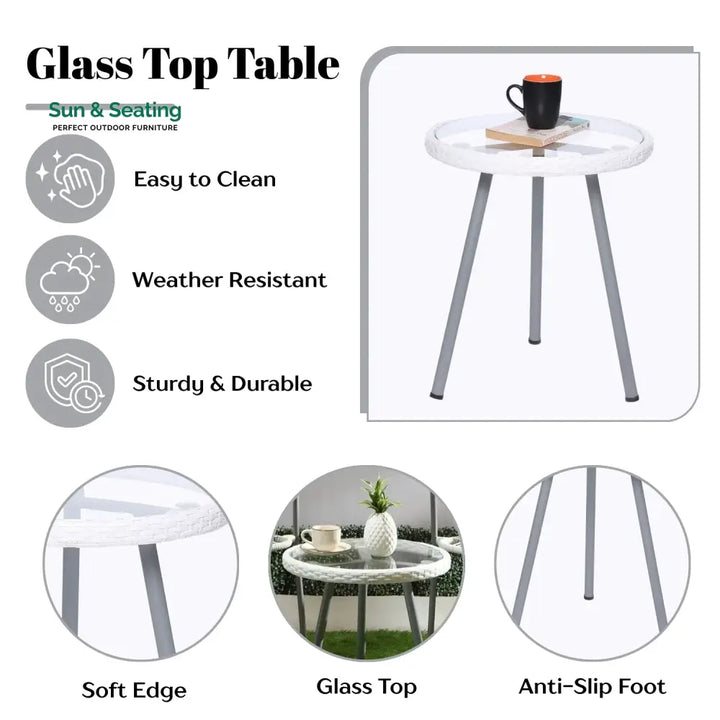 Celestia 3-Piece Outdoor White Rope Patio Set Patio Set