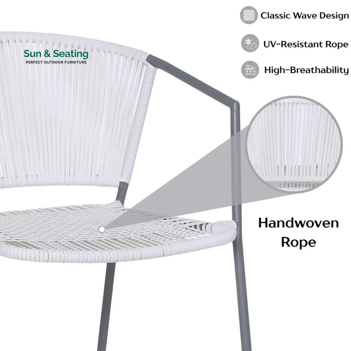 Celestia 3-Piece Outdoor White Rope Patio Set Patio Set