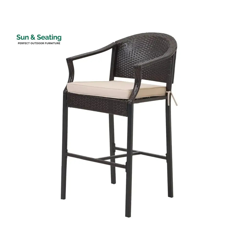 Celestina Outdoor Rattan Wicker Bar Set with Round Table Bar Set