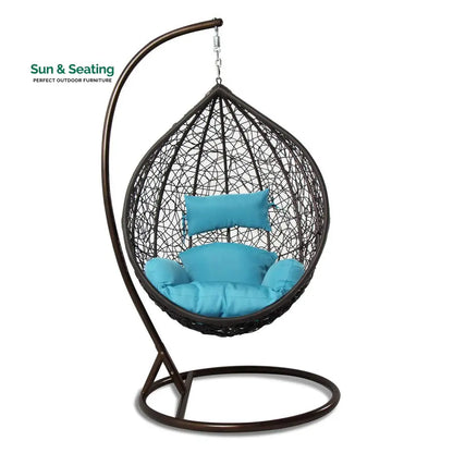 Celestino Single Seater Hanging Swing With Stand For Balcony Garden Swing (Black) Swings