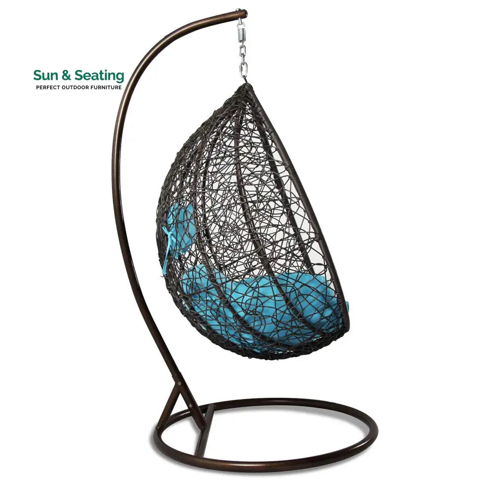 Celestino Single Seater Hanging Swing With Stand For Balcony Garden Swing (Black) Swings