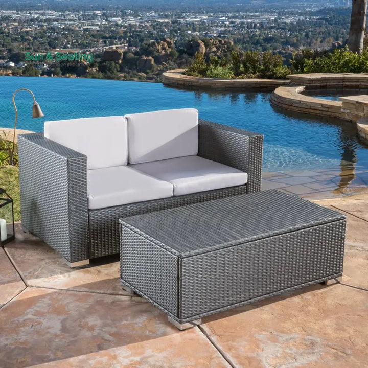 Celi Outdoor Patio Sofa Set 2 Seater and 1 Center table Set (Dark Grey) Sofa Sets