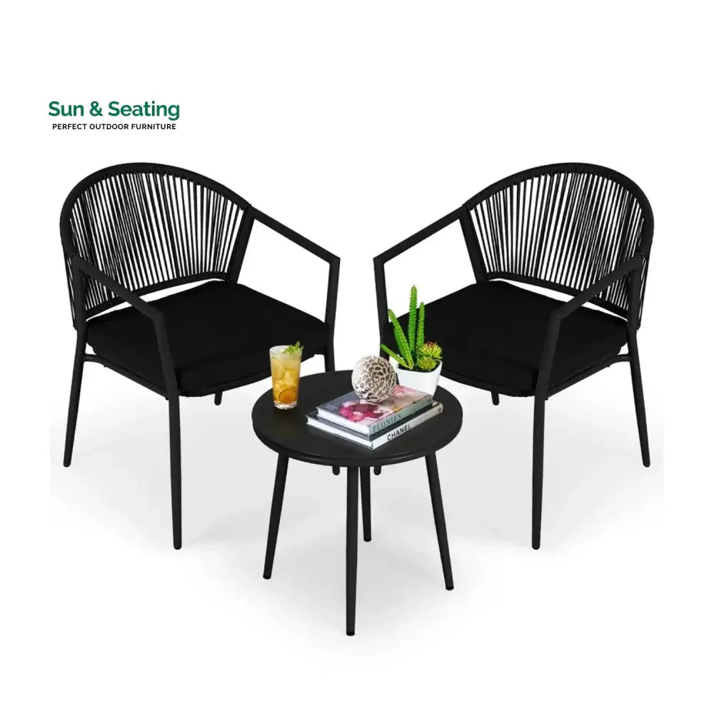 Celia 3 Piece Garden Outdoor Rope Patio Set Patio Set