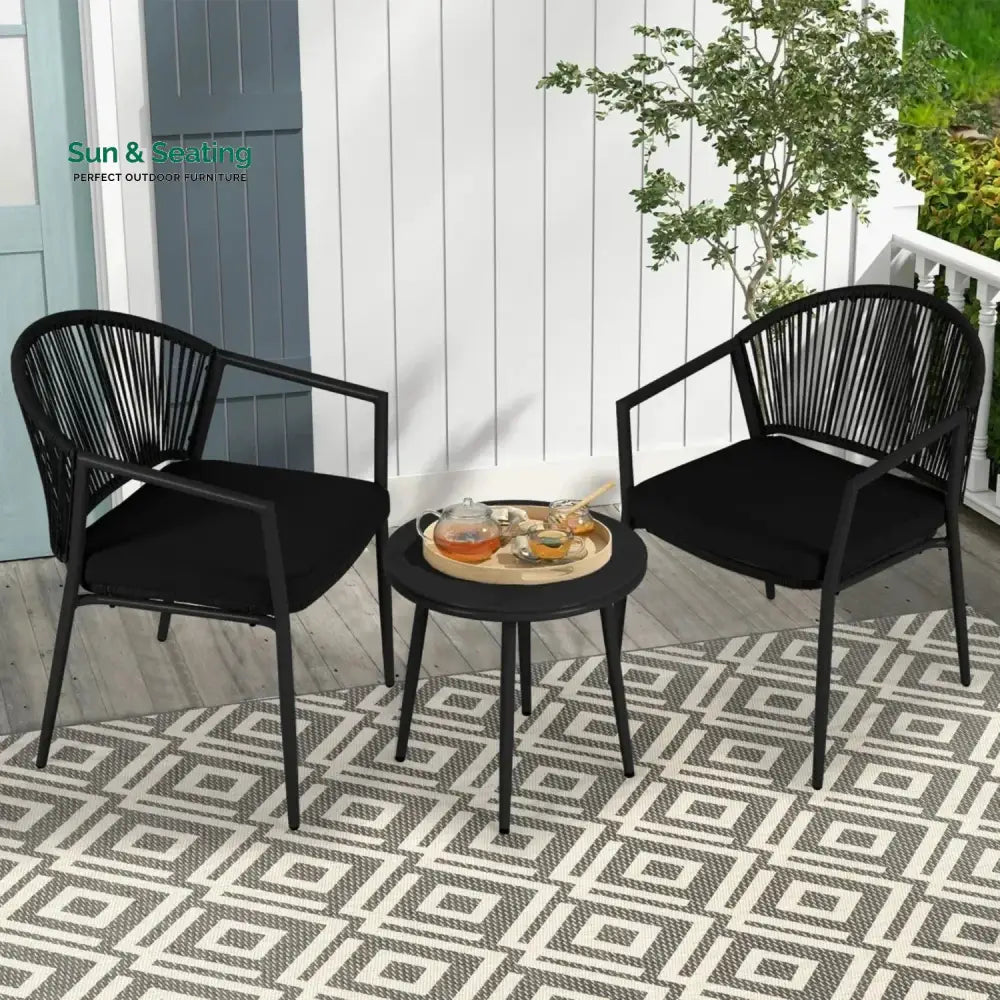 Celia 3 Piece Garden Outdoor Rope Patio Set Patio Set