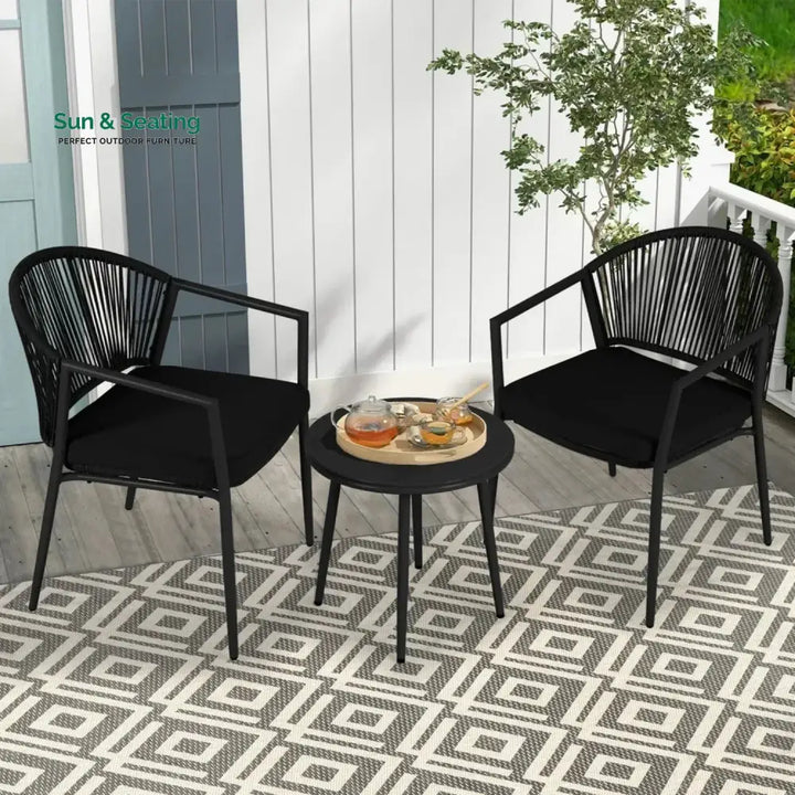 Celia 3 Piece Garden Outdoor Rope Patio Set Patio Set