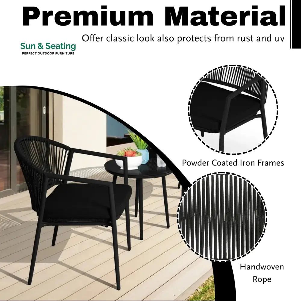 Celia 3 Piece Garden Outdoor Rope Patio Set Patio Set