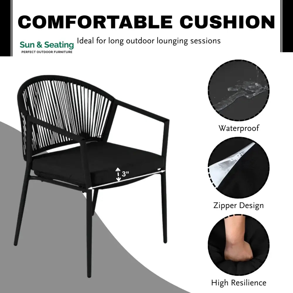 Celia 3 Piece Garden Outdoor Rope Patio Set Patio Set