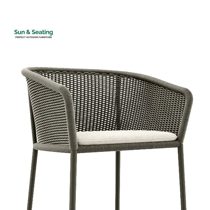 Cerci Outdoor Patio Bar Chair 2 Chairs For Balcony Braided &amp; Rope (Grey) Bar Sets