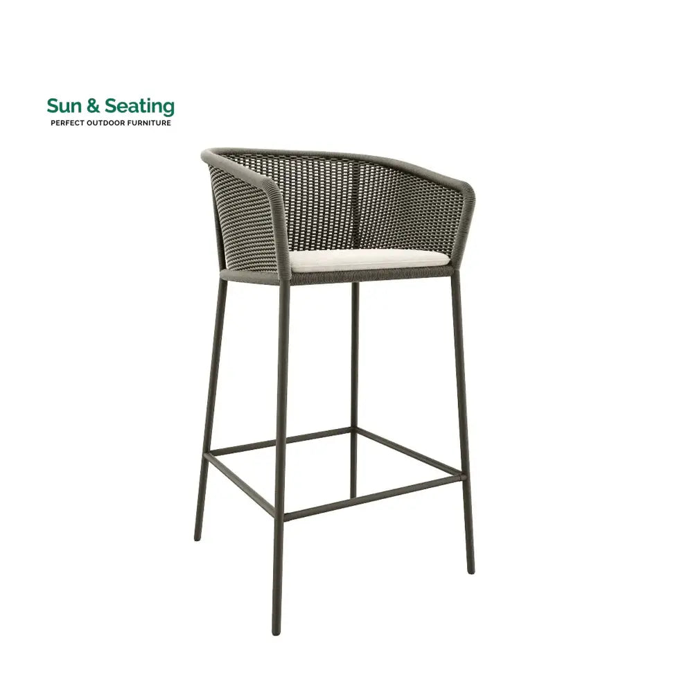 Cerci Outdoor Patio Bar Chair 2 Chairs For Balcony Braided &amp; Rope (Grey) Bar Sets