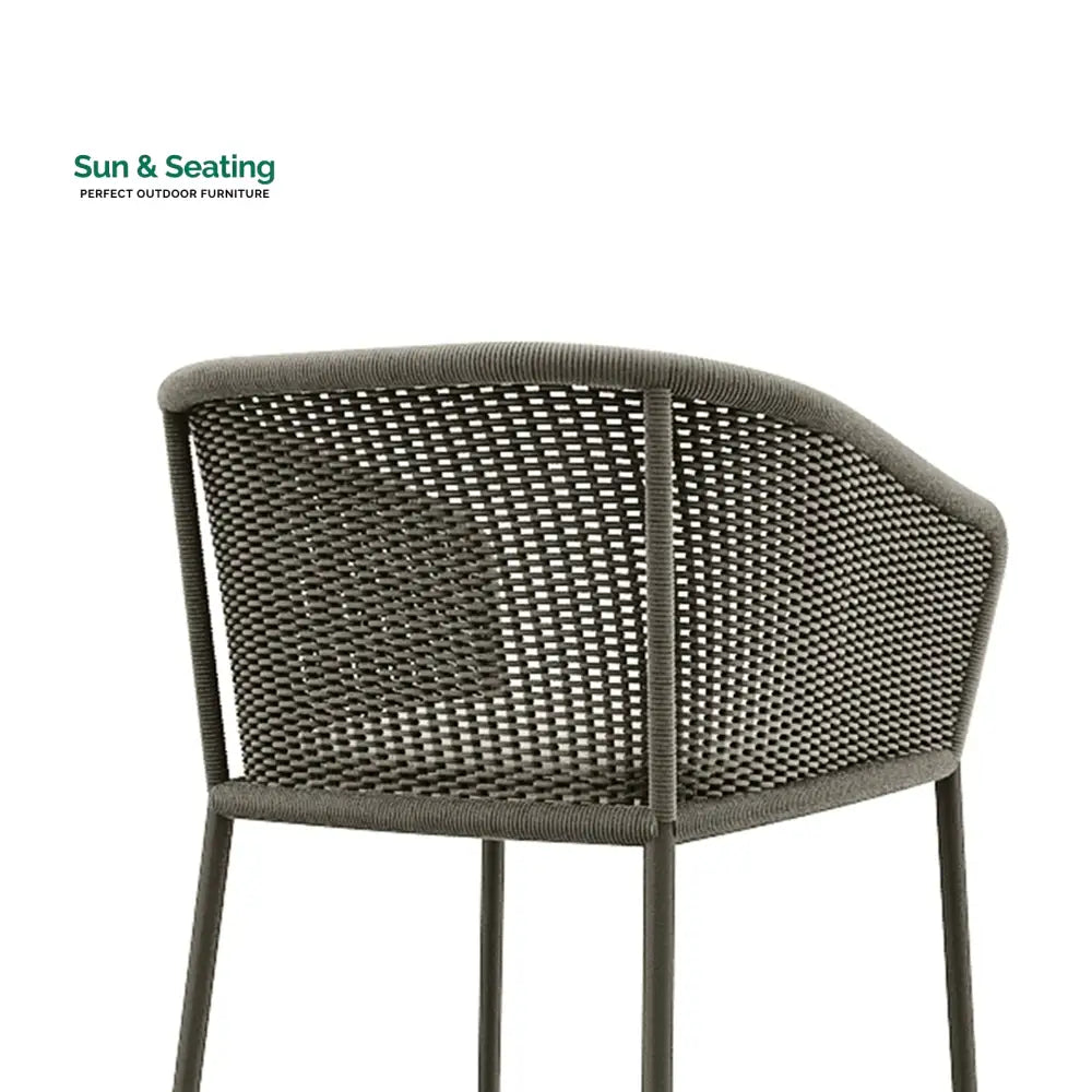 Cerci Outdoor Patio Bar Chair 2 Chairs For Balcony Braided &amp; Rope (Grey) Bar Sets