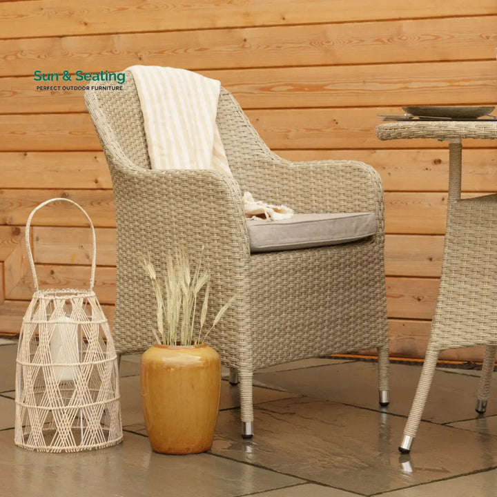 Cerci Outdoor Patio Seating Set 2 Chairs and 1 Table Set (Cream) Coffee Table Sets
