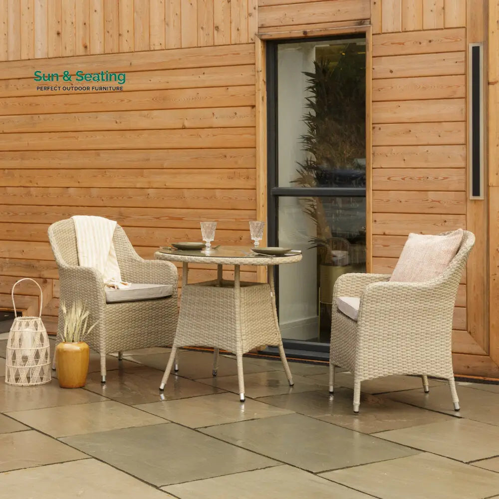 Cerci Outdoor Patio Seating Set 2 Chairs and 1 Table Set (Cream) Coffee Table Sets