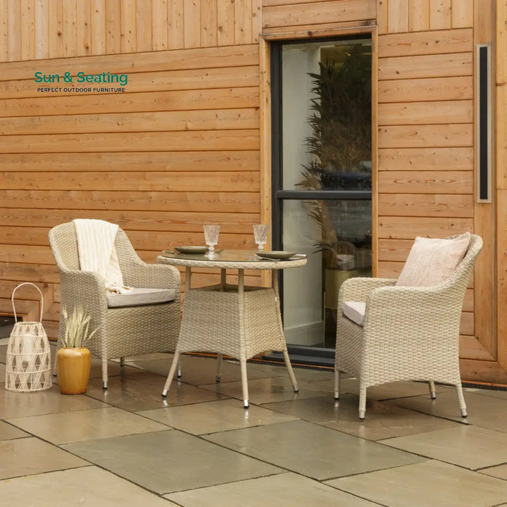 Cerci Outdoor Patio Seating Set 2 Chairs and 1 Table Set (Cream) Coffee Table Sets