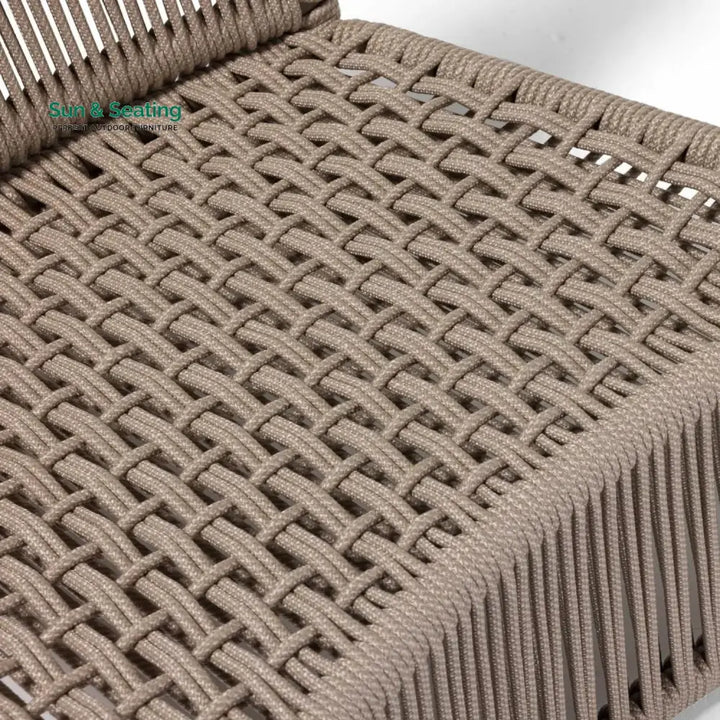 Cestino Outdoor Patio Seating Set 2 Chairs and 1 Table Set (Beige) Braided &amp; Rope Coffee Table Sets