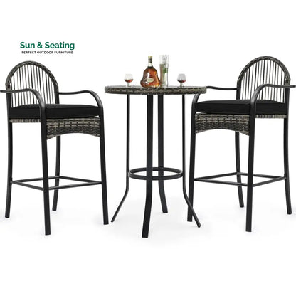 Chairio Outdoor Bar Sets 2 Chairs and 1 Table Patio Bar Set Bar Sets