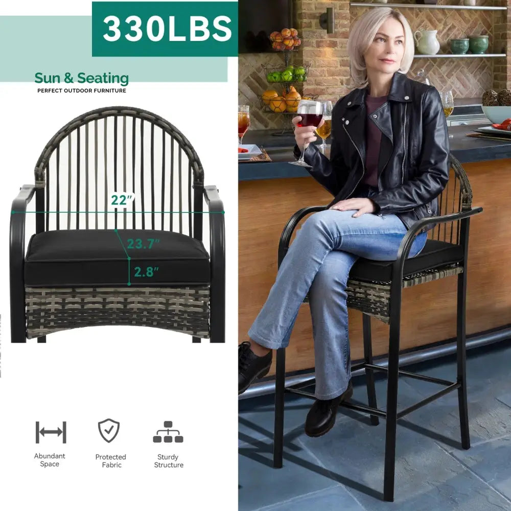 Chairio Outdoor Bar Sets 2 Chairs and 1 Table Patio Bar Set Bar Sets