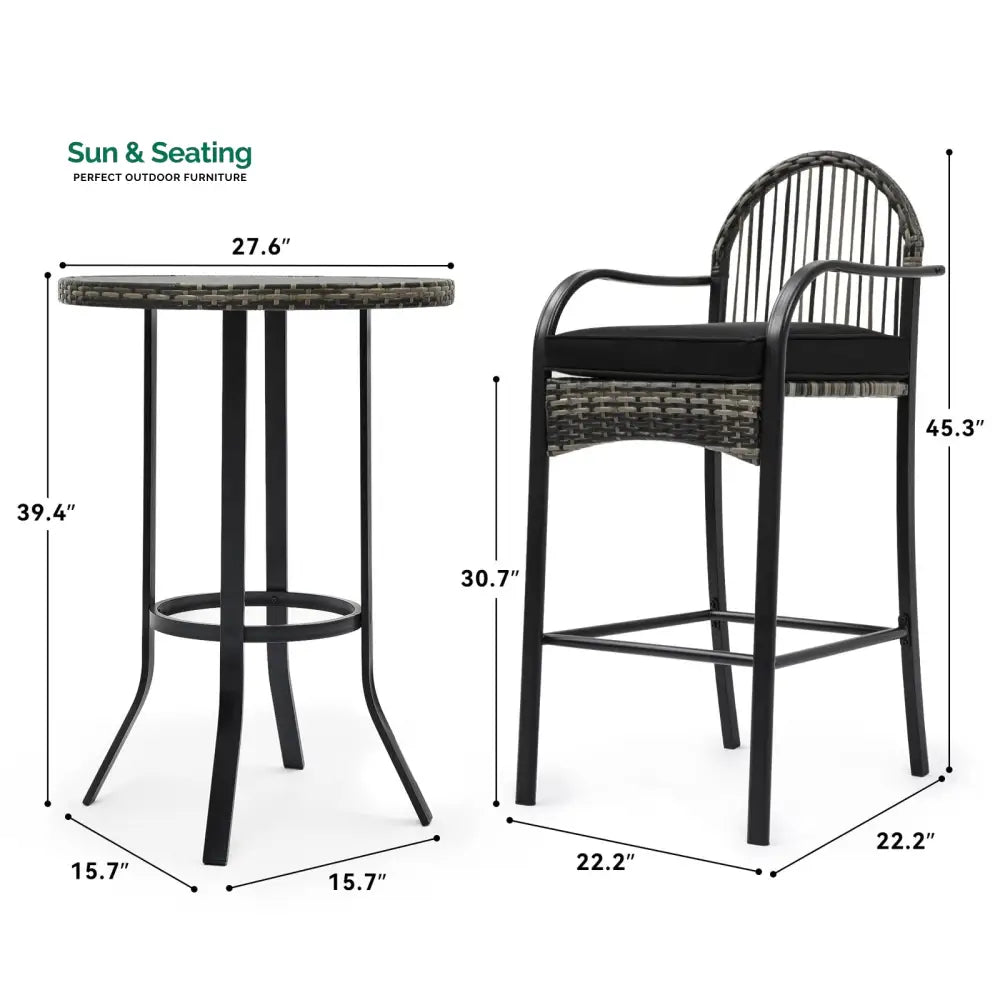 Chairio Outdoor Bar Sets 2 Chairs and 1 Table Patio Bar Set Bar Sets