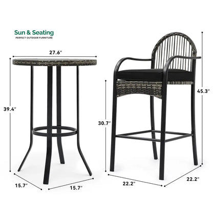 Chairio Outdoor Bar Sets 2 Chairs and 1 Table Patio Bar Set Bar Sets