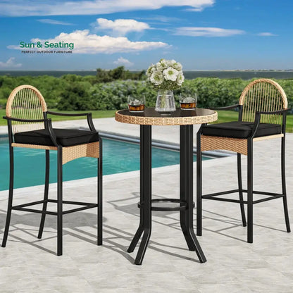 Chairio Outdoor Bar Sets 2 Chairs and 1 Table Patio Bar Set Beige Bar Sets