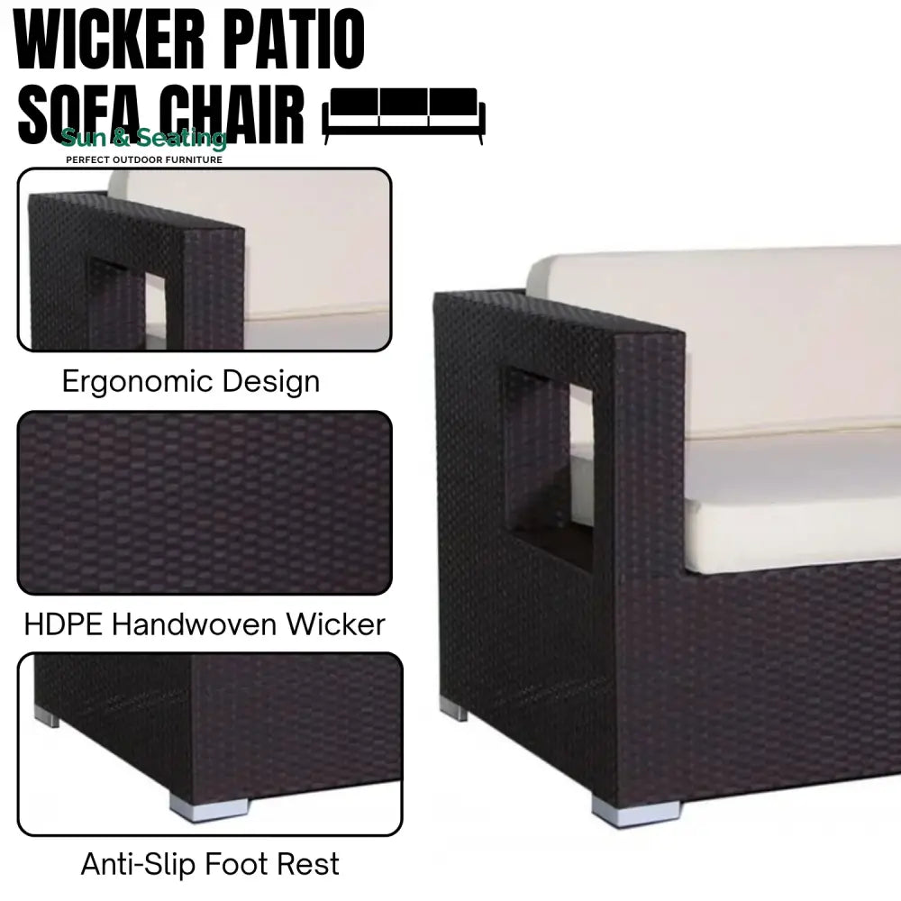 Charita 3-Seater Outdoor Rattan Wicker Patio Sofa Sofa Set