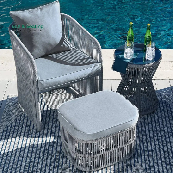 Chhaya Outdoor 3 Piece Rope Patio Sofa Set (Grey) Patio Sofa Set
