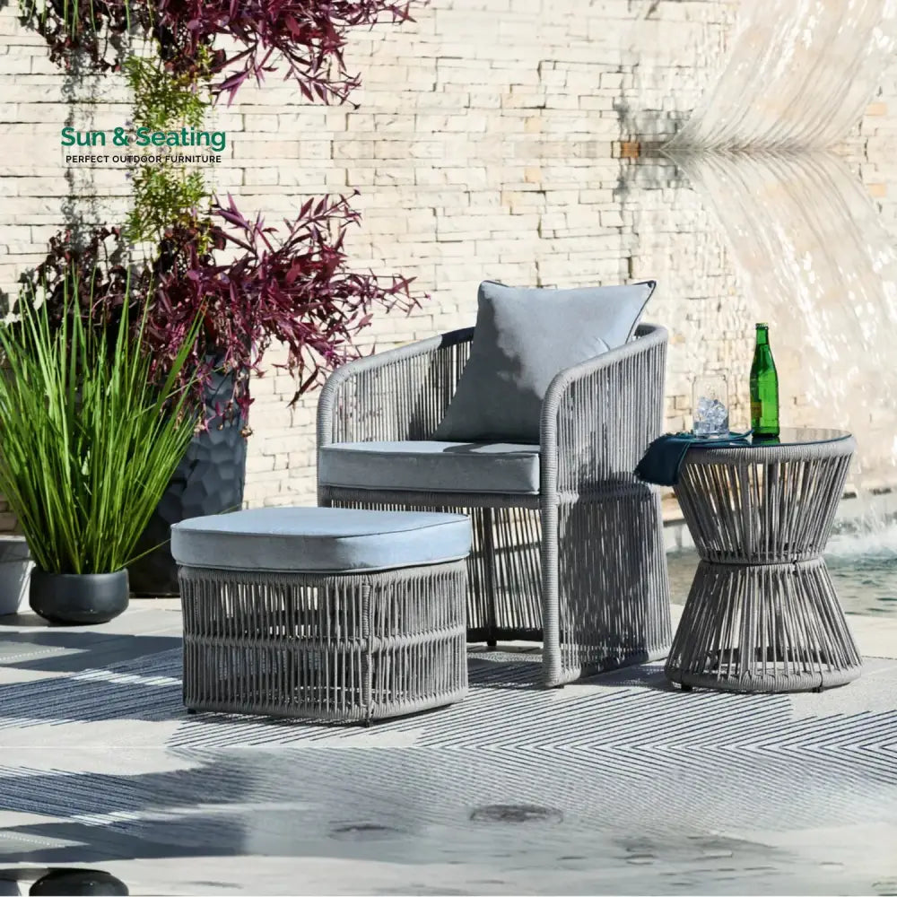 Chhaya Outdoor 3 Piece Rope Patio Sofa Set (Grey) Patio Sofa Set