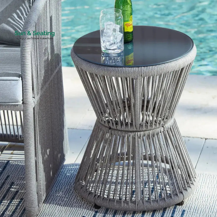 Chhaya Outdoor 3 Piece Rope Patio Sofa Set (Grey) Patio Sofa Set