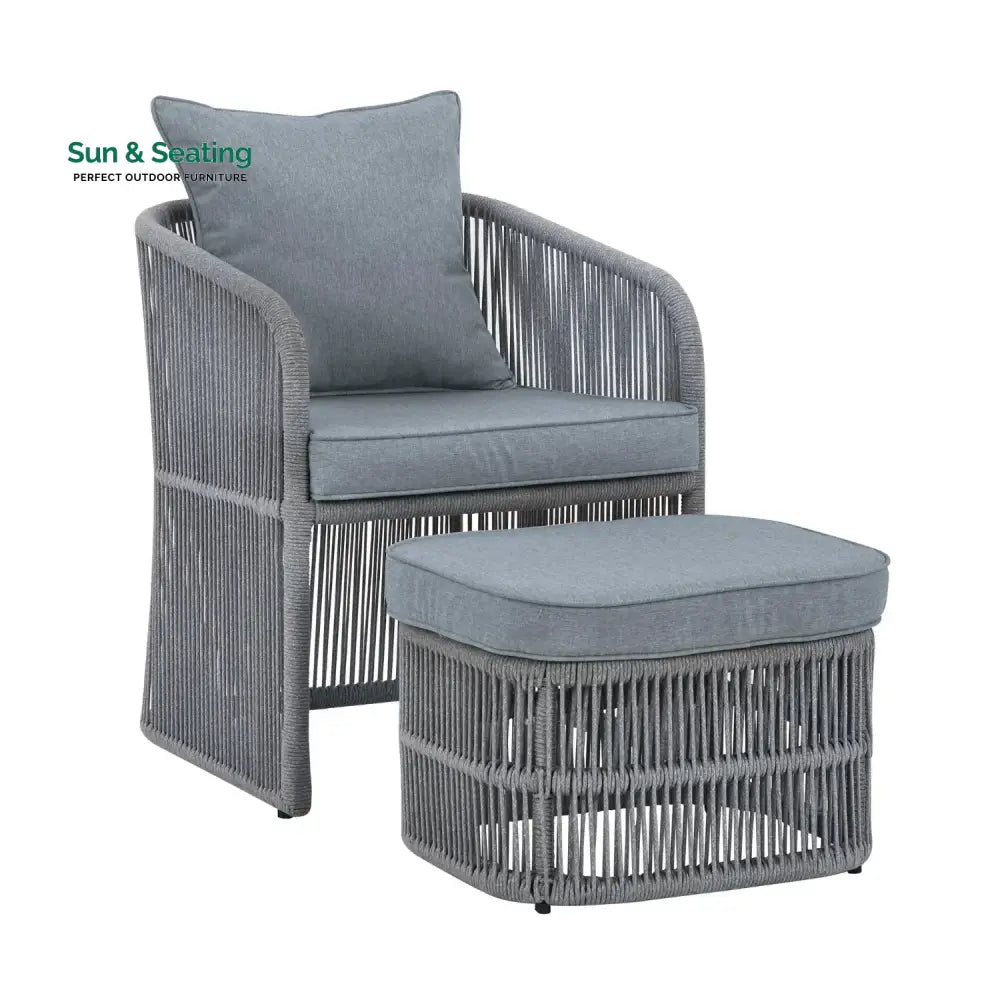 Chhaya Outdoor 3 Piece Rope Patio Sofa Set (Grey) Patio Sofa Set