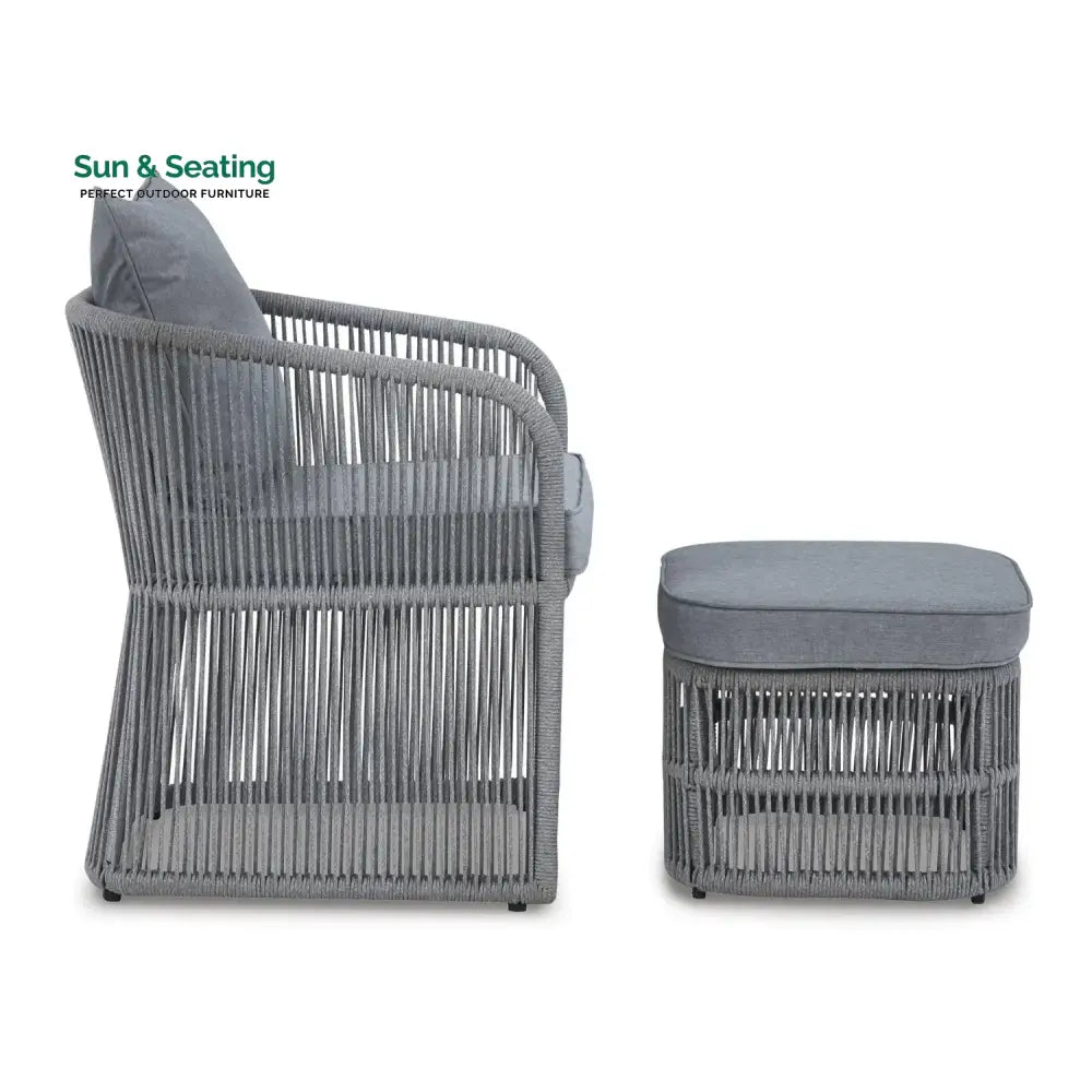 Chhaya Outdoor 3 Piece Rope Patio Sofa Set (Grey) Patio Sofa Set