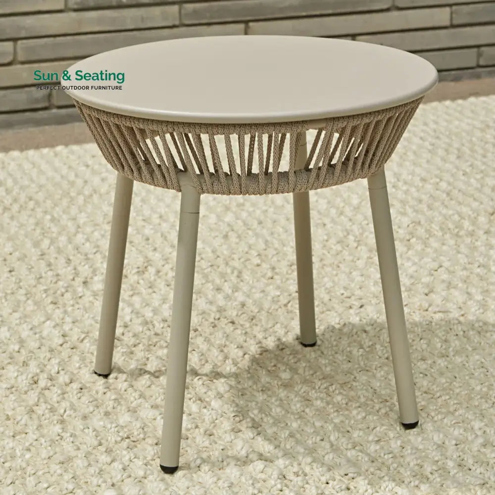 Chimp Outdoor Patio Seating Set 2 Chairs and 1 Table Set (Cream) Braided &amp; Rope Coffee Table Sets