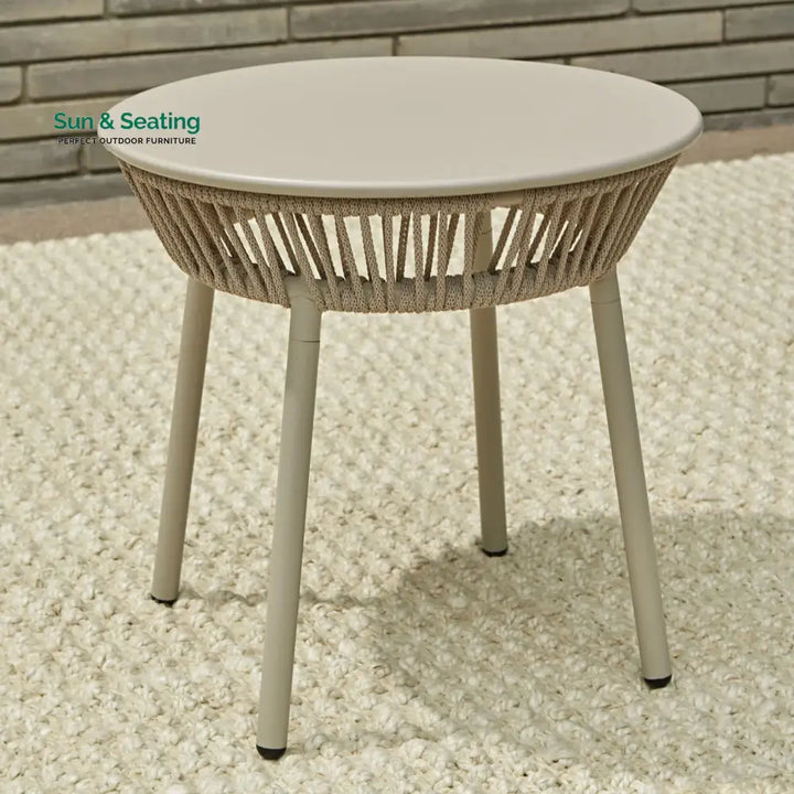 Chimp Outdoor Patio Seating Set 2 Chairs and 1 Table Set (Cream) Braided &amp; Rope Coffee Table Sets
