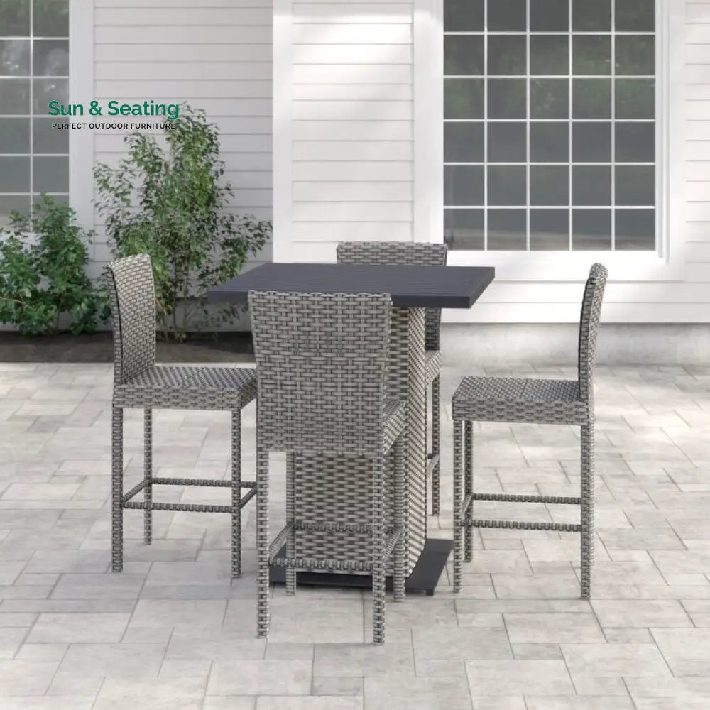 Chino Outdoor Patio Bar Sets 4 Chairs and 1 Table (Silver) Bar Sets