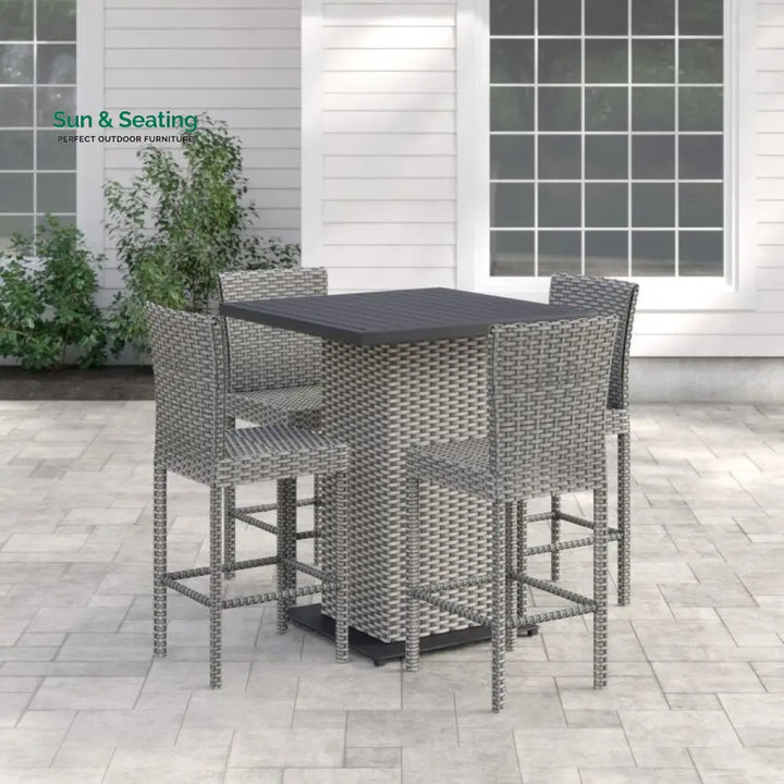 Chino Outdoor Patio Bar Sets 4 Chairs and 1 Table (Silver) Bar Sets