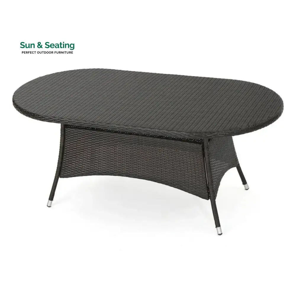 Chitra Outdoor All-Weather Rattan Wicker Round Coffee Table (Dark Brown) Table