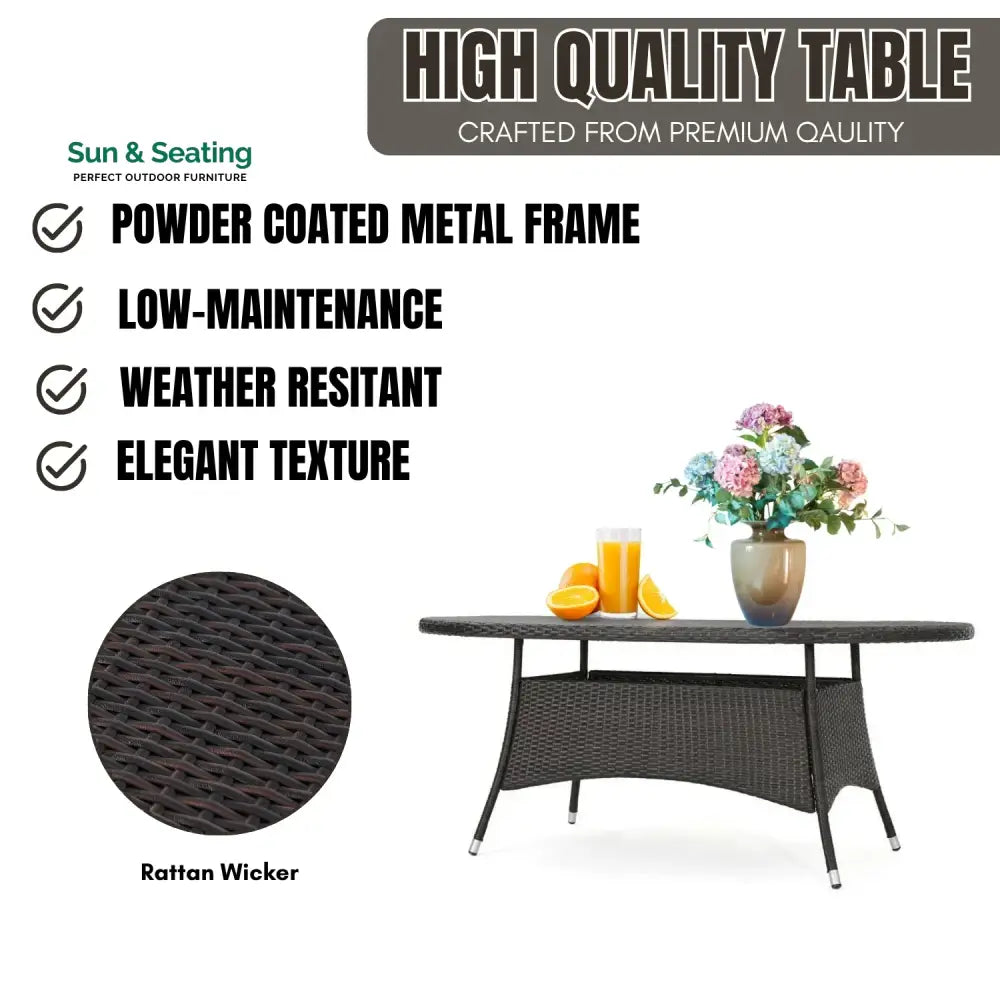 Chitra Outdoor All-Weather Rattan Wicker Round Coffee Table (Dark Brown) Table