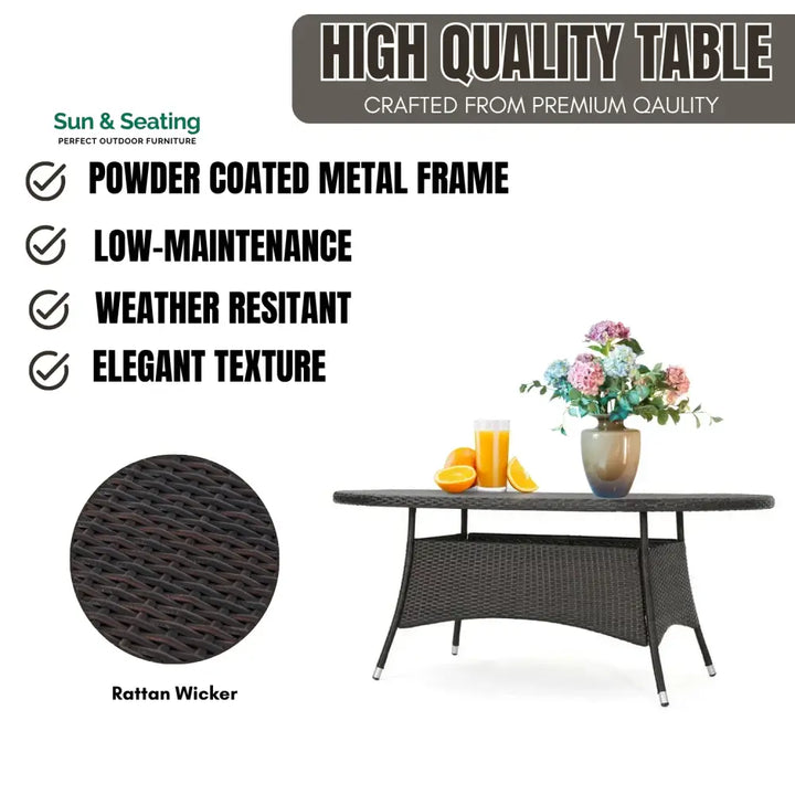 Chitra Outdoor All-Weather Rattan Wicker Round Coffee Table (Dark Brown) Table