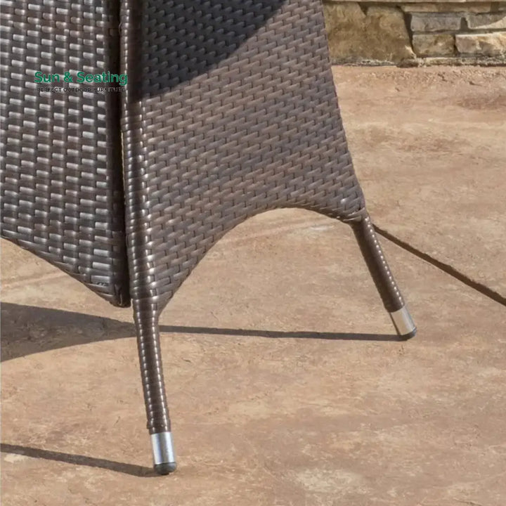 Chitra Outdoor All-Weather Rattan Wicker Round Coffee Table (Dark Brown) Table