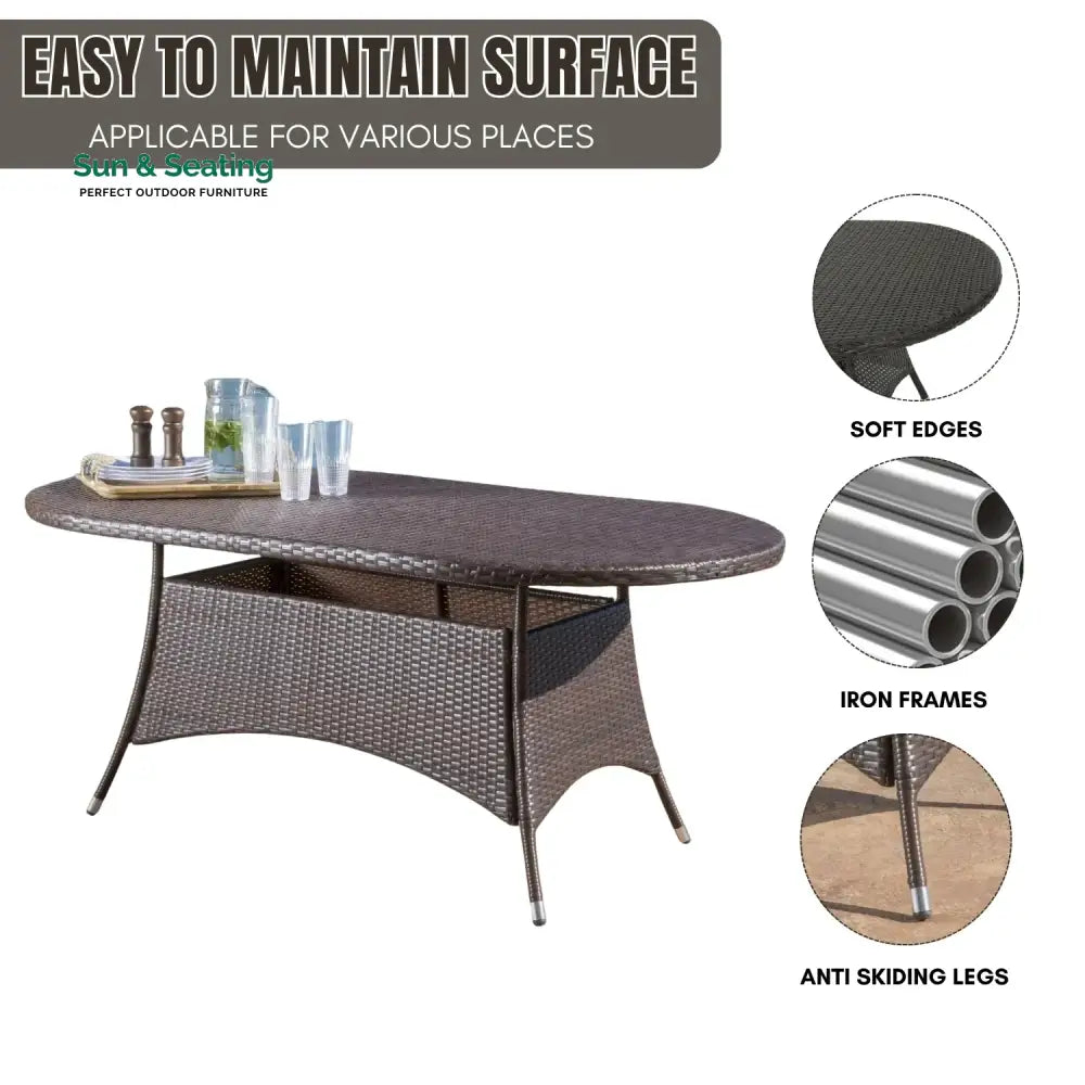 Chitra Outdoor All-Weather Rattan Wicker Round Coffee Table (Dark Brown) Table