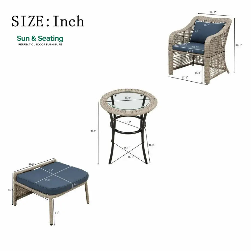 Chou OUTDOOR PATIO SEATING SET 2 CHAIRS 2 OTTOMAN AND TABLE SET (BROWN) Coffee Table Sets