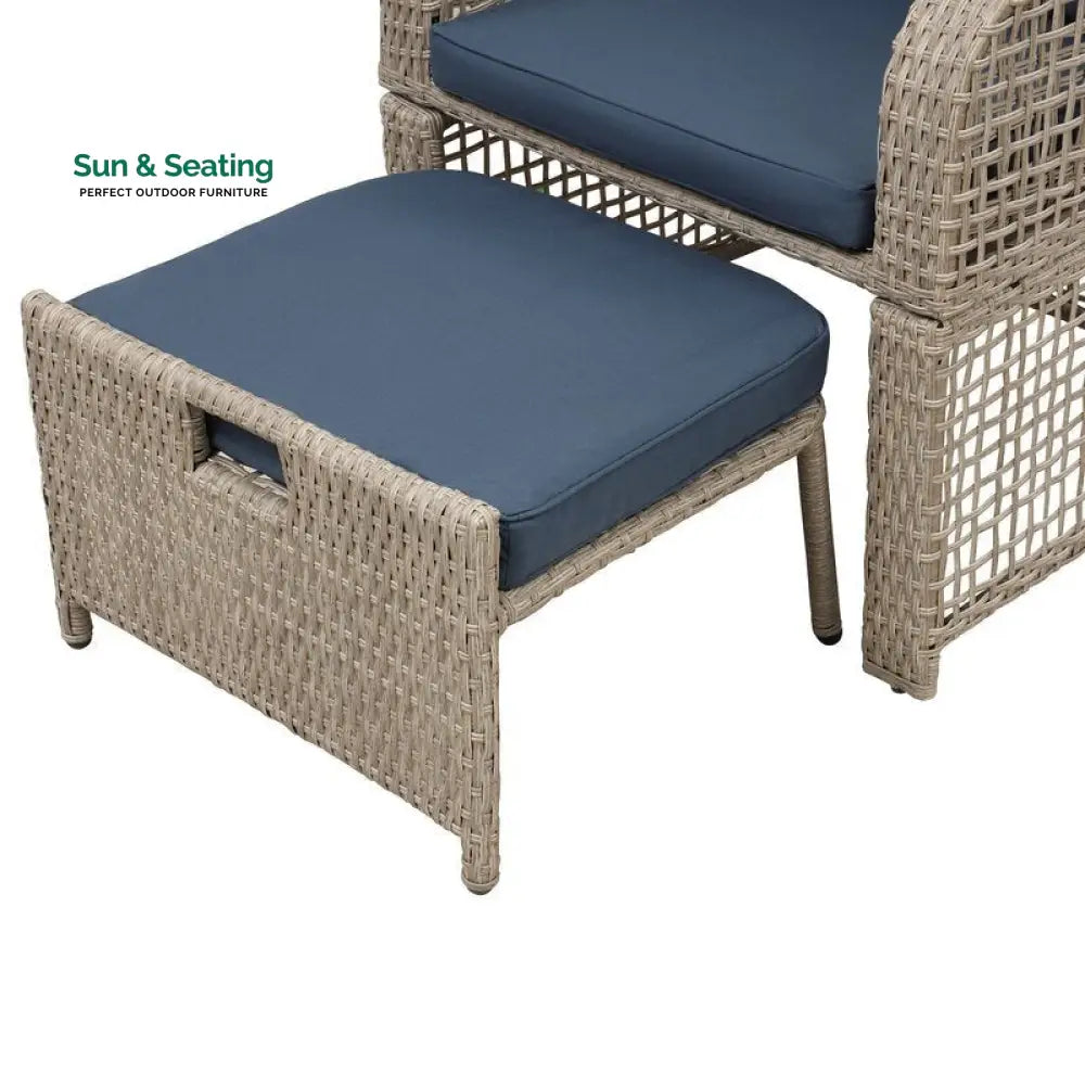 Chou OUTDOOR PATIO SEATING SET 2 CHAIRS 2 OTTOMAN AND TABLE SET (BROWN) Coffee Table Sets